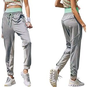 Free People Pullin' Punches Jogger Sweatpants Women's Medium Grey Drawstring